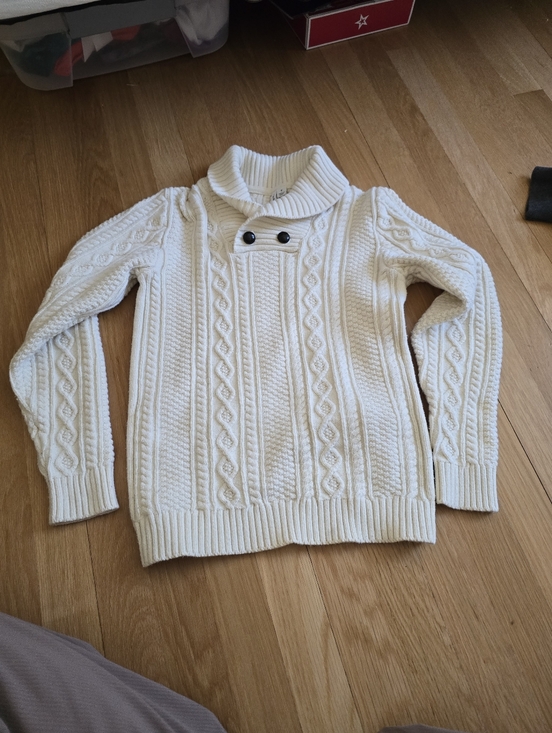 Janie and Jack Other - Janie And Jack Cream Cable-Knit Shawl Collar Sweater Sz 169
